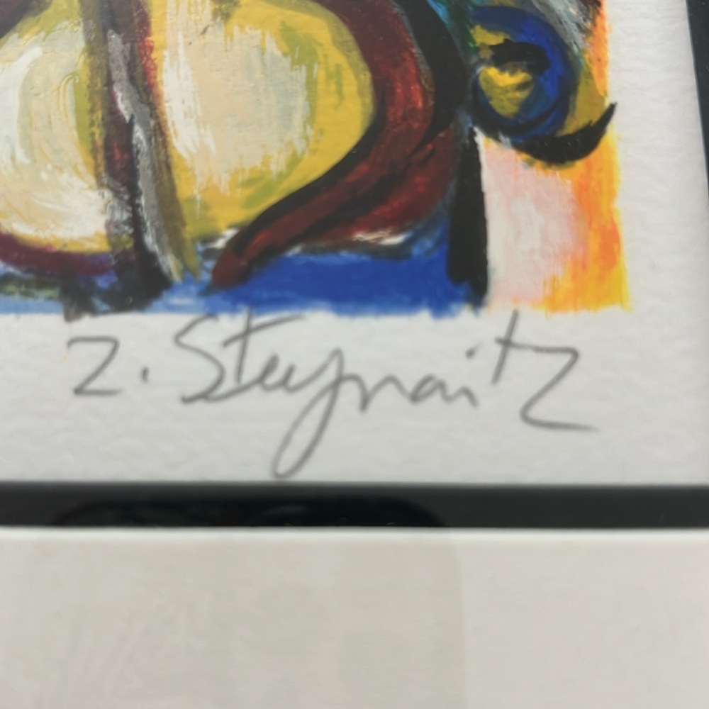 Gold Framed Abstract Lithograph Painting. Art by Zamy Steynovitz, 1998. - Picture 7 of 9